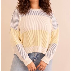 NEW Arula Blue and Yellow Striped Sweater Plus Size X / 0X (XL) NWT
